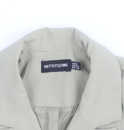 PrettyLittleThing Women's Beige Cropped Blazer Size 8