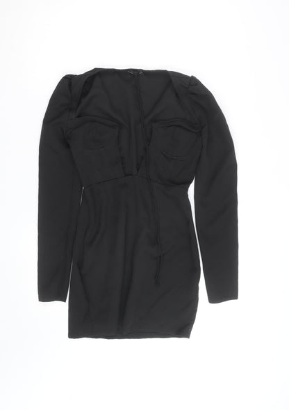 PrettyLittleThing Women’s Black Size 8 Long Sleeve Bodycon Mini Dress