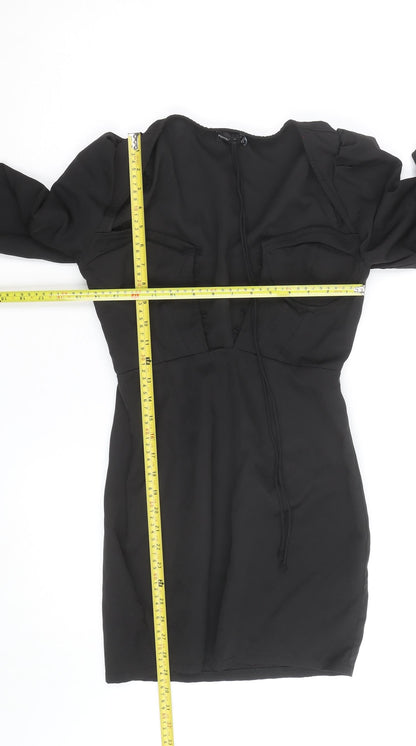 PrettyLittleThing Women’s Black Size 8 Long Sleeve Bodycon Mini Dress
