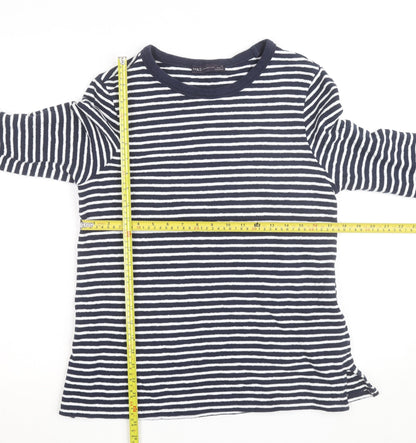 Marks and Spencer Men's Blue Striped Long Sleeve Cotton Top Size 14