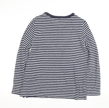 Marks and Spencer Men's Blue Striped Long Sleeve Cotton Top Size 14