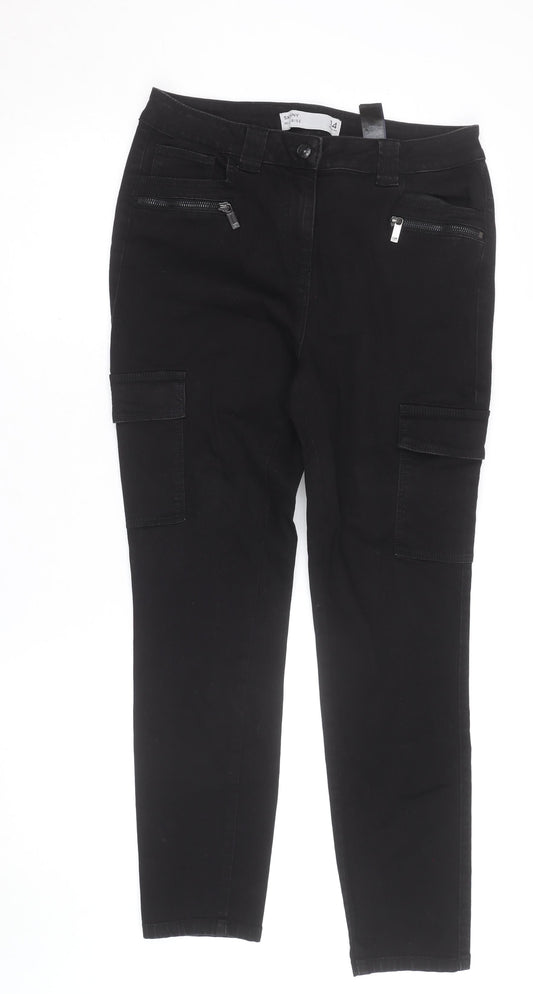 Next Women’s Black Skinny Mid Rise Cargo Trousers Size 14