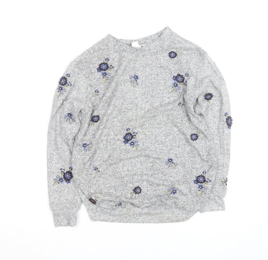 H&M Women Grey Floral Embroidered Maternity Pullover Jumper Size S
