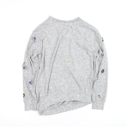 H&M Women Grey Floral Embroidered Maternity Pullover Jumper Size S