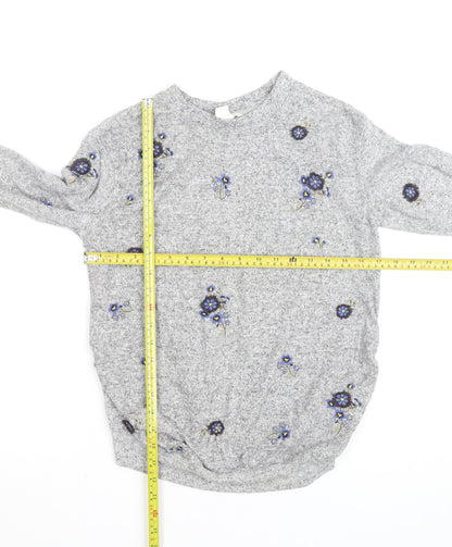 H&M Women Grey Floral Embroidered Maternity Pullover Jumper Size S
