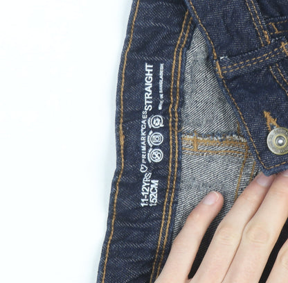 Primark Boys Blue Straight Jeans 11-12 Years 152 cm Cotton Denim