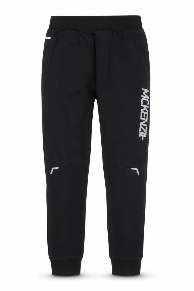 Front view of McKenzie boys’ black jogger trousers 13-15 years fleece casual sweatpants