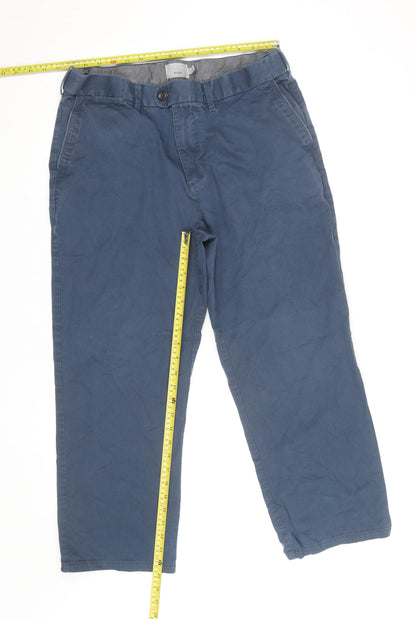 Marks and Spencer Men Blue Regular Fit Chino Trousers 36L