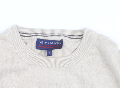 New Haven Men's Beige Small Crew Neck Pullover Jumper