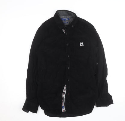 Vermonti Milan Men’s Black Slim Fit Corduroy Long Sleeve Shirt S