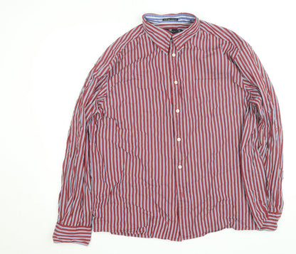 Marks and Spencer Blue Harbour Men's Red Striped Button-Up Shirt XL