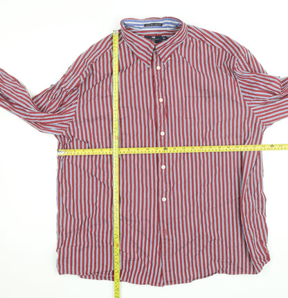 Marks and Spencer Blue Harbour Men's Red Striped Button-Up Shirt XL