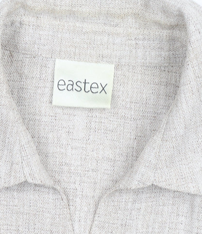 Eastex Women Beige 3/4 Sleeve Collared Button-Up Shirt Size 14