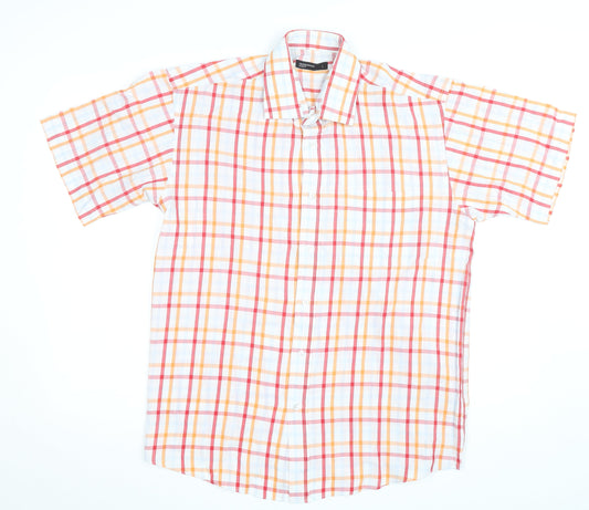Cedarwood State Men's Multicoloured Check Short Sleeve Button-Up Shirt L