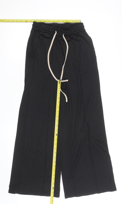 Cider Women's Black Wide-Leg Knit Drawstring Trousers Size M