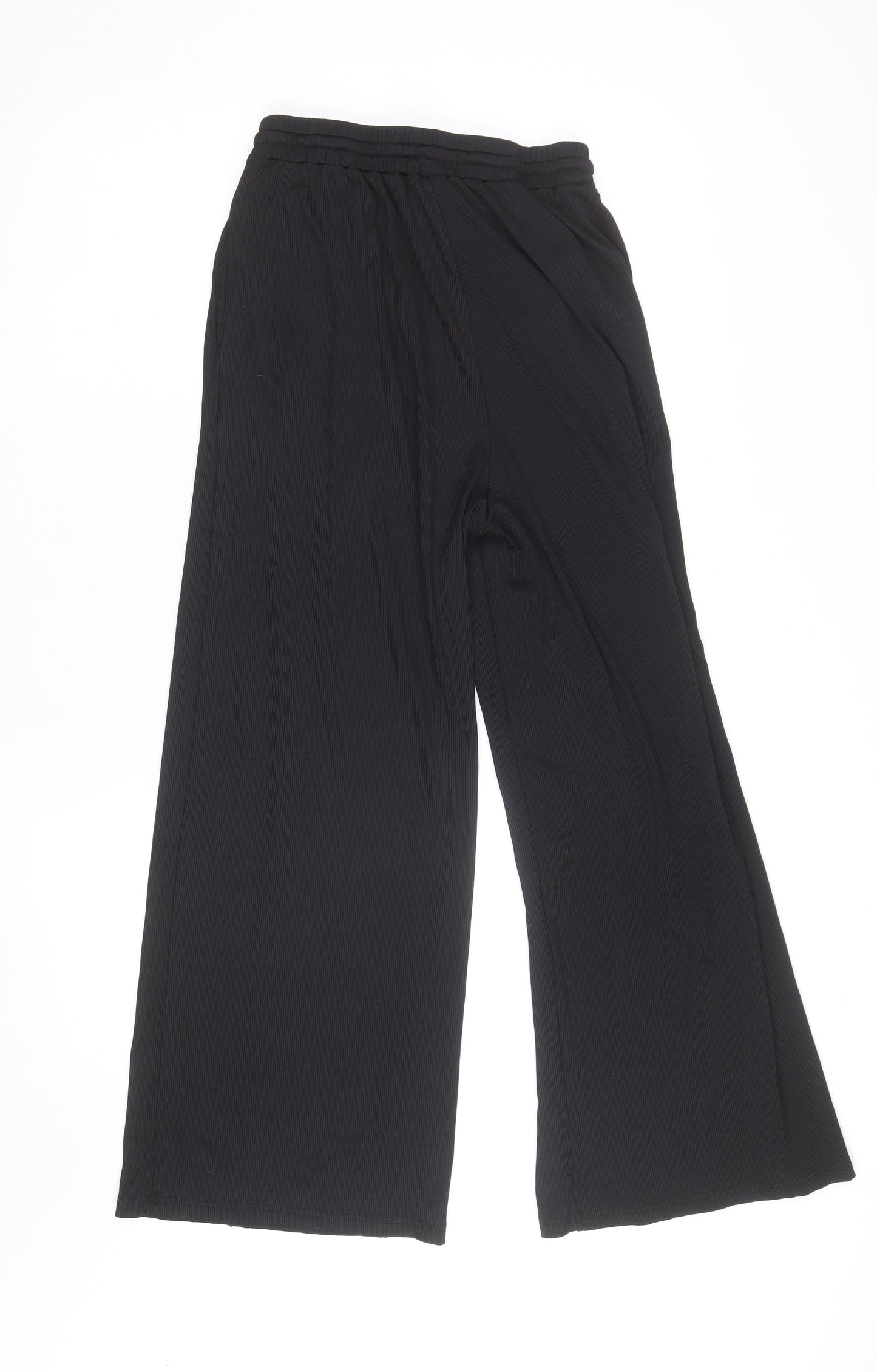 Cider Women's Black Wide-Leg Knit Drawstring Trousers Size M