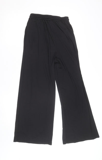 Cider Women's Black Wide-Leg Knit Drawstring Trousers Size M