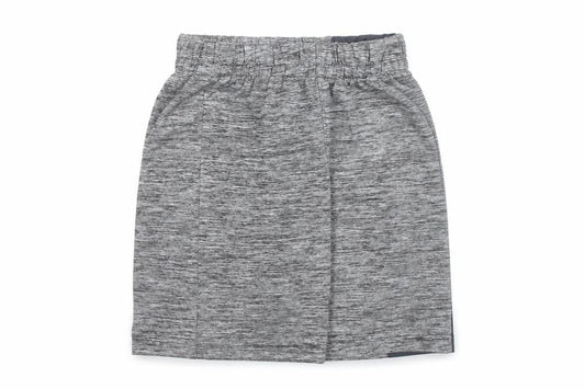 Front view of Reebok boys’ grey athletic shorts 10 years quick dry elastic waist