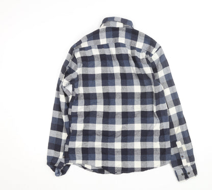 Jack & Jones Men’s Blue Check Flannel Button-Up Shirt M
