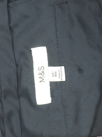 Marks and Spencer Men's Black 34 Regular Dress Trousers