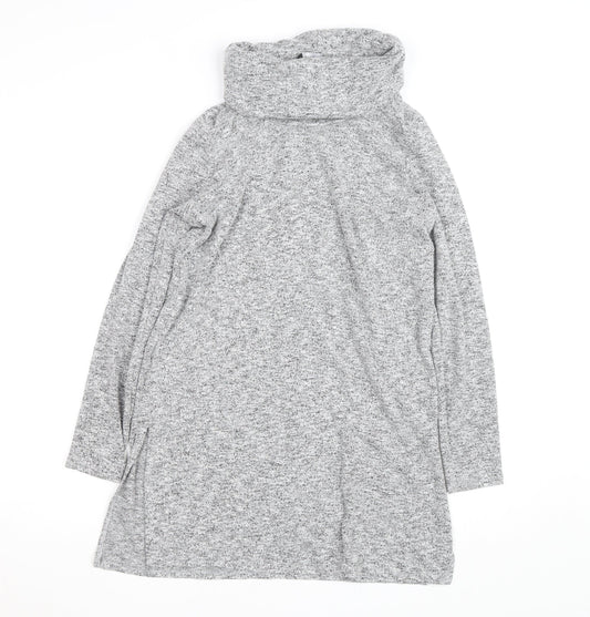 Dorothy Perkins Women’s Grey Cowl Neck Long Sleeve Tunic Jumper Size 16