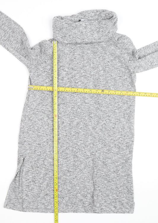 Dorothy Perkins Women’s Grey Cowl Neck Long Sleeve Tunic Jumper Size 16