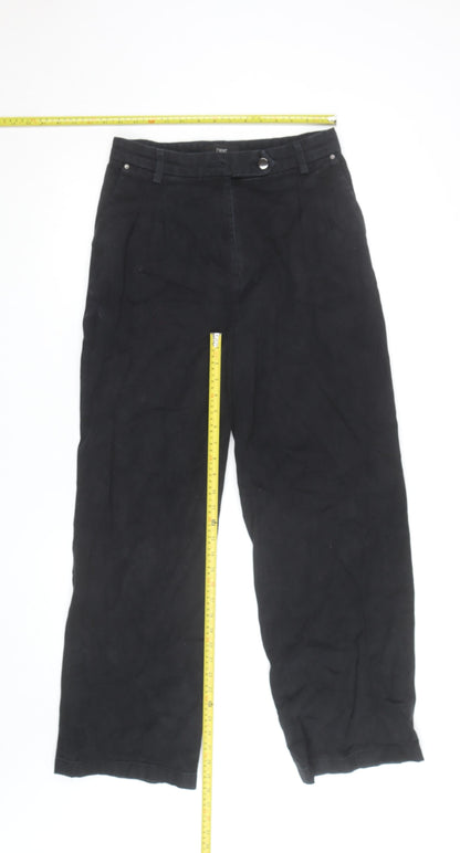 Next Women's Black Cotton Stretch Straight Trousers Size 10