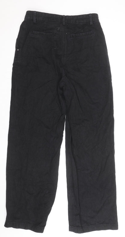 Next Women's Black Cotton Stretch Straight Trousers Size 10