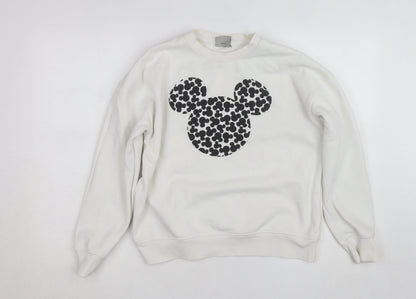 Disney Girls White Mickey Mouse Pullover Jumper - Size 14-16 L