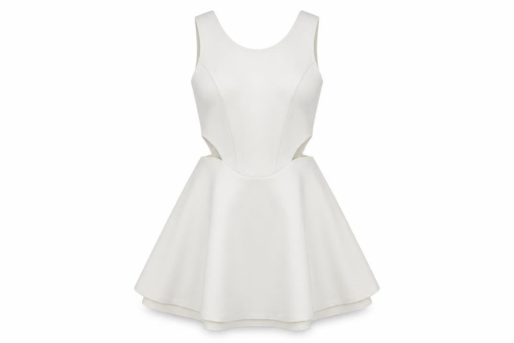 Boohoo Women White Size 10 Sleeveless Skater Dress