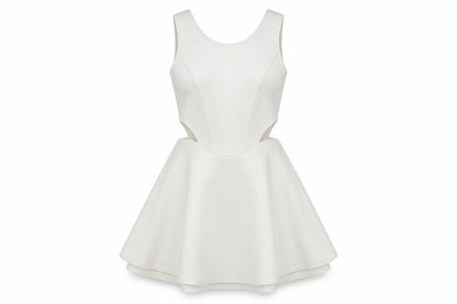 Boohoo Women White Size 10 Sleeveless Skater Dress