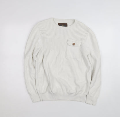 Strength & Honour Men's Ivory Cotton Crew Neck Jumper L