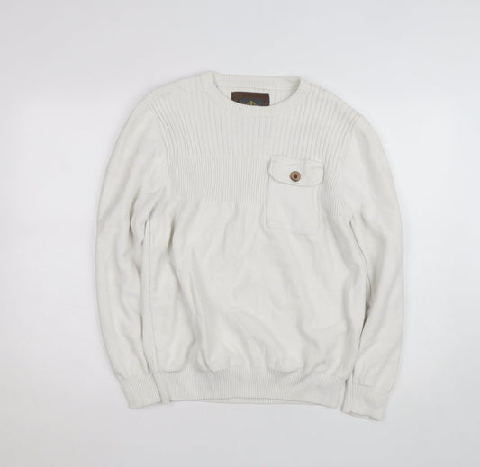 Strength & Honour Men's Ivory Cotton Crew Neck Jumper L