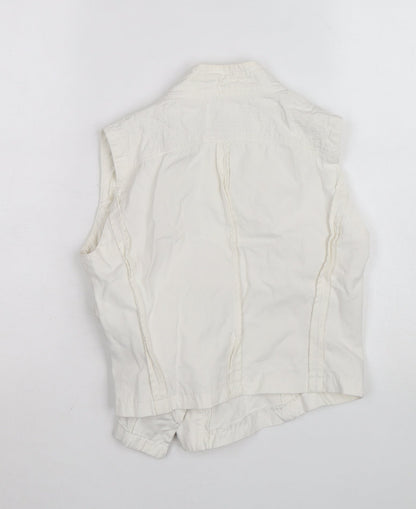 DENIM CO Women's White Wrap Blouse Size 8 Sleeveless Casual Top