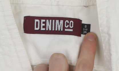 DENIM CO Women's White Wrap Blouse Size 8 Sleeveless Casual Top