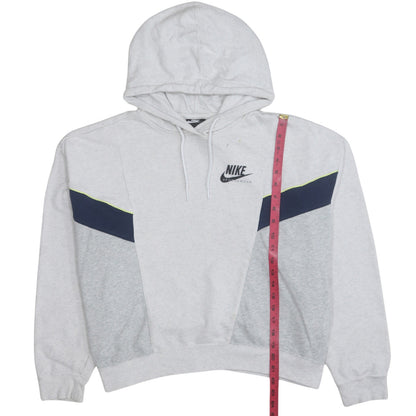 Nike Women's Grey Colourblock Pullover Hoodie XL - Casual Cotton Blend