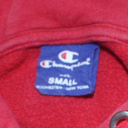 Champion Men's Red Pullover Hoodie Small Logo Fleece Sweatshirt