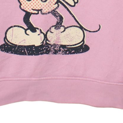 Disney Women Pink Mickey Mouse Hoodie Size Small 10/12 Pullover