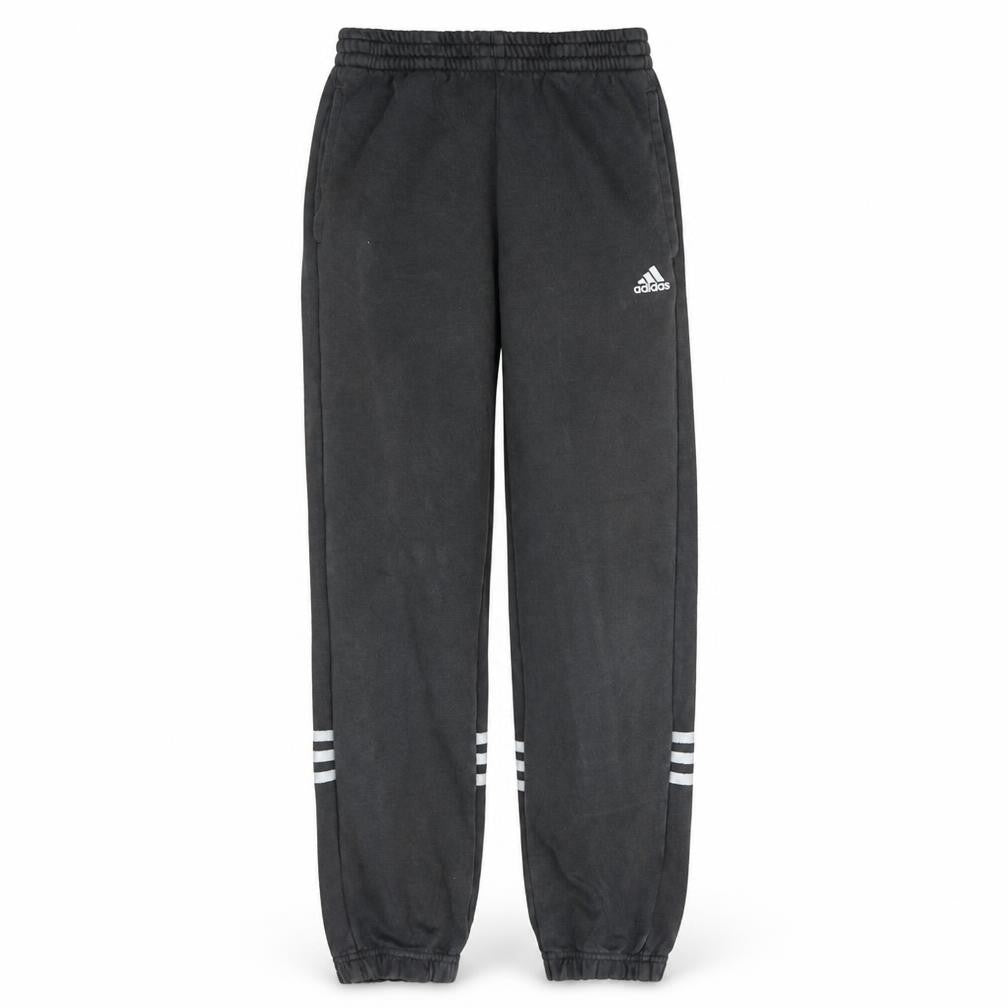 Front view of Adidas boys’ black track pants 11-12 years elastic waist fleece joggers