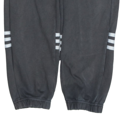 Adidas Boys Black Track Pants 11-12 Years Elastic Waist Fleece Joggers