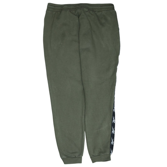 Reebok Men’s Green Jogger Sweatpants L Side Stripe Fleece Activewear