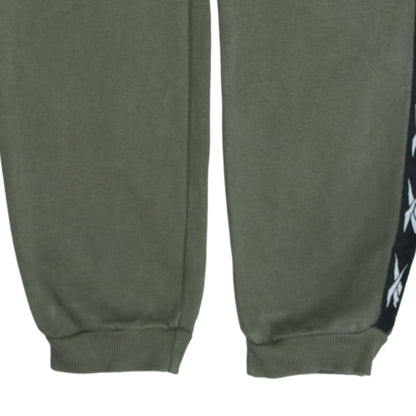 Reebok Men’s Green Jogger Sweatpants L Side Stripe Fleece Activewear