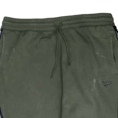 Reebok Men’s Green Jogger Sweatpants L Side Stripe Fleece Activewear