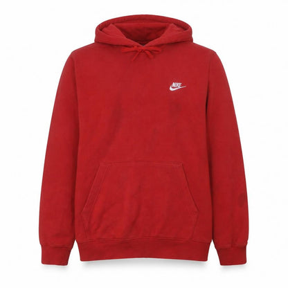 Nike Men’s Red Pullover Hoodie M Fleece Logo Sportswear