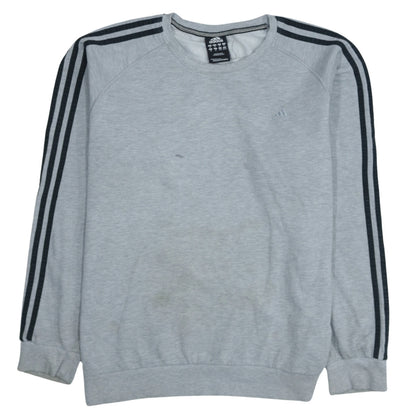 Adidas Men Grey XL Pullover Sweatshirt Crew Neck Sports Top