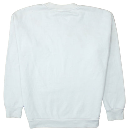 Disney Mickey Mouse White Sweatshirt Women UK 12-14 Pullover Cotton Blend