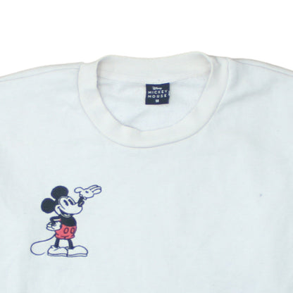 Disney Mickey Mouse White Sweatshirt Women UK 12-14 Pullover Cotton Blend