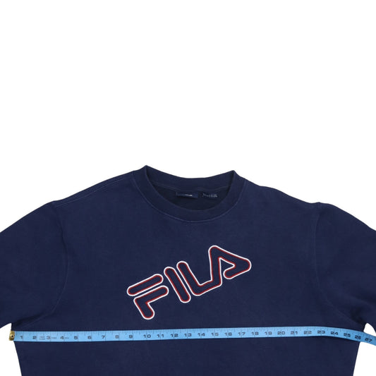 Fila Womens Navy Blue Crew Neck Logo Sweatshirt XL Cotton Blend