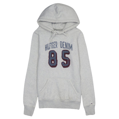 Tommy Hilfiger Men's Grey Pullover Hoodie Size M Embroidered 85 Logo