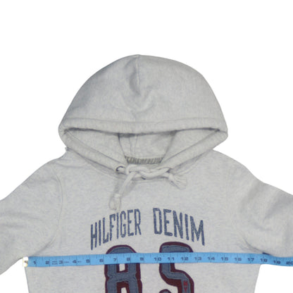 Tommy Hilfiger Men's Grey Pullover Hoodie Size M Embroidered 85 Logo